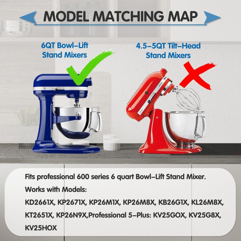 Moloudan Wire Whip Stainless Steel for KitchenAid 6 Quart Bowl-Lift Stand Mixer, KN256WW 6-Wire Whisk Attachment, Balloon Whisk, Heavy Duty, Dishwasher Safe - Image 5