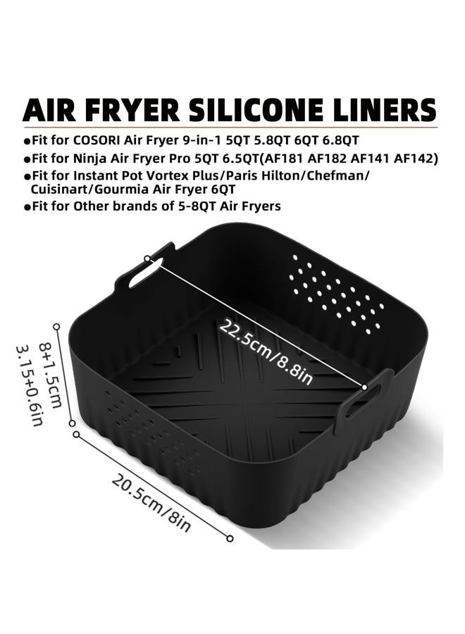 LYHOLKEER Air Fryer Liners Silicone for Chefman 6 QT,Instant Pot Vortex Plus 6QT XL,2PCS Square Air Fryer Silicone Basket Reusable for Ninja/Sweetcrispy/COSORI and Other 5-8QT,Airfryer Accessories - Image 2