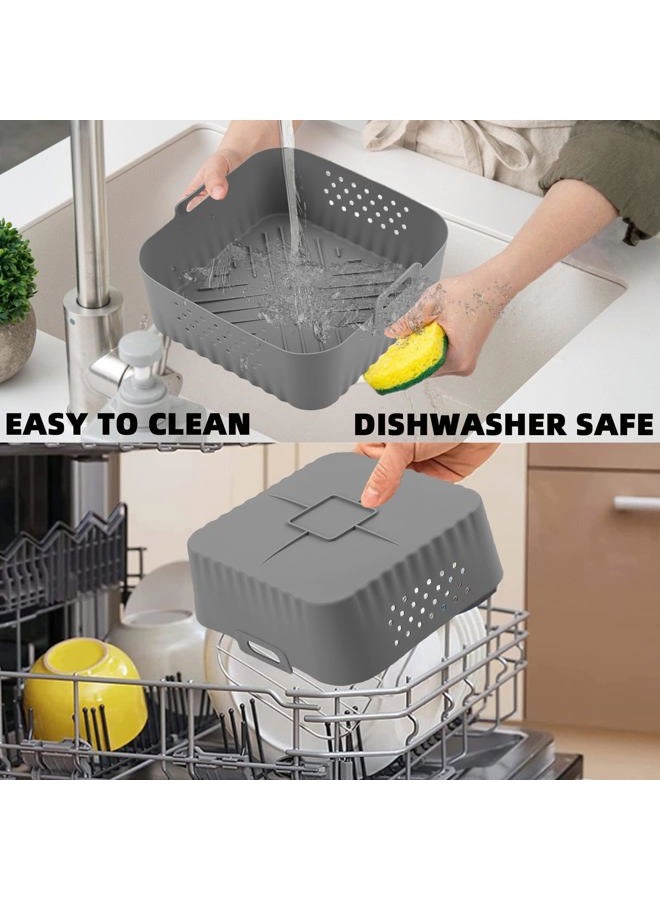 LYHOLKEER Air Fryer Liners Silicone for Chefman 6 QT,Instant Pot Vortex Plus 6QT XL,2PCS Square Air Fryer Silicone Basket Reusable for Ninja/Sweetcrispy/COSORI and Other 5-8QT,Airfryer Accessories - Image 5