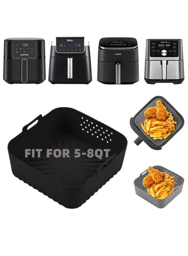 LYHOLKEER Air Fryer Liners Silicone for Chefman 6 QT,Instant Pot Vortex Plus 6QT XL,2PCS Square Air Fryer Silicone Basket Reusable for Ninja/Sweetcrispy/COSORI and Other 5-8QT,Airfryer Accessories - Image 1