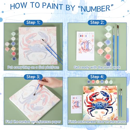 Nezyo 12 Sets Paint by Numbers Kit with Frame for Adult Beginners, Paint by Number DIY Acrylic Painting Canvas for Painting Party, Classroom Activity Birthday Gift, 8 x 8 Inch - Image 4
