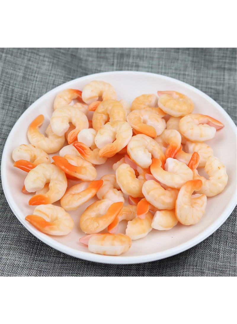 Skyseen Skyseen 10Pcs Artificial Peeled Shrimp Cooked Prawn Seafood Model for Display Props Decoration 