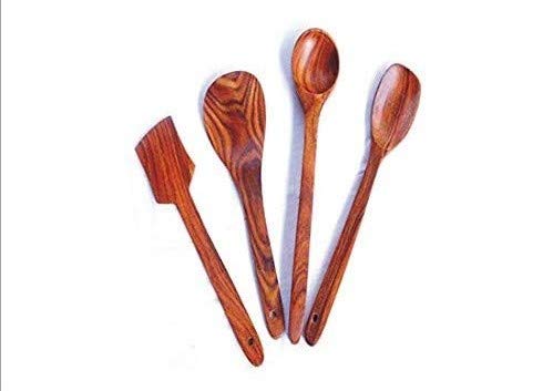 Rolimoli Handmade Wooden Serving and Cooking Spoon Kitchen Utensil Set of 4 - Image 1