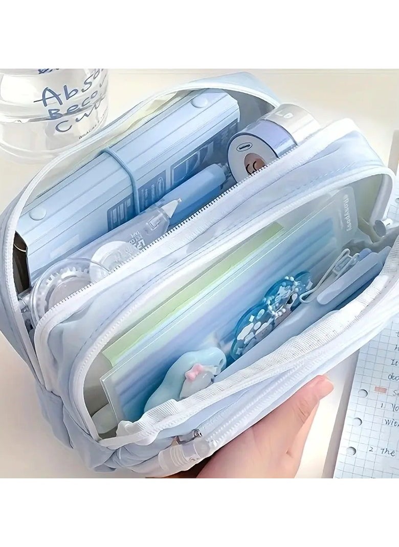 Goolsky 1pc Stationery Bag Pencil Case Large Capacity Pencil Case Handheld Pencil Case Stationery Box Cosmetics Portable Gifts Suitable For Office School  - Image 2