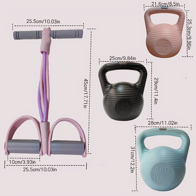 Gray Kettlebell and Pink Puller Home Fitness Set 6kg - Image 2