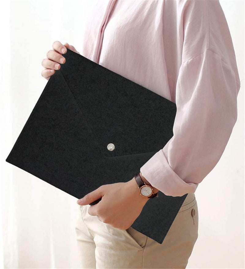 GREENSHEEP Felt A4 Paper Document Folders - Portable File Holder Document Organizer With Button Closure For Office, School, Stationery, Pack Of 2 (Black And Dark Grey) - Image 4