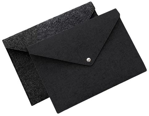 GREENSHEEP Felt A4 Paper Document Folders - Portable File Holder Document Organizer With Button Closure For Office, School, Stationery, Pack Of 2 (Black And Dark Grey) - Image 1