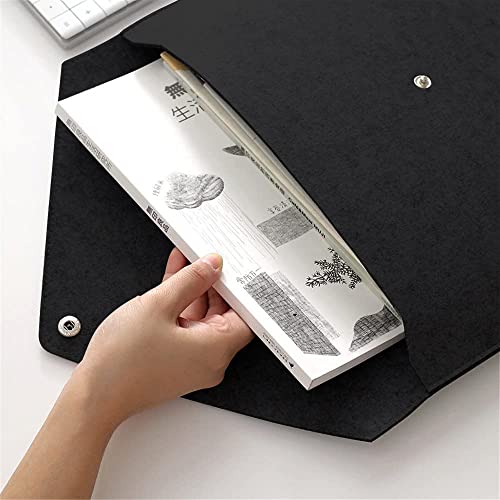 GREENSHEEP Felt A4 Paper Document Folders - Portable File Holder Document Organizer With Button Closure For Office, School, Stationery, Pack Of 2 (Black And Dark Grey) - Image 3