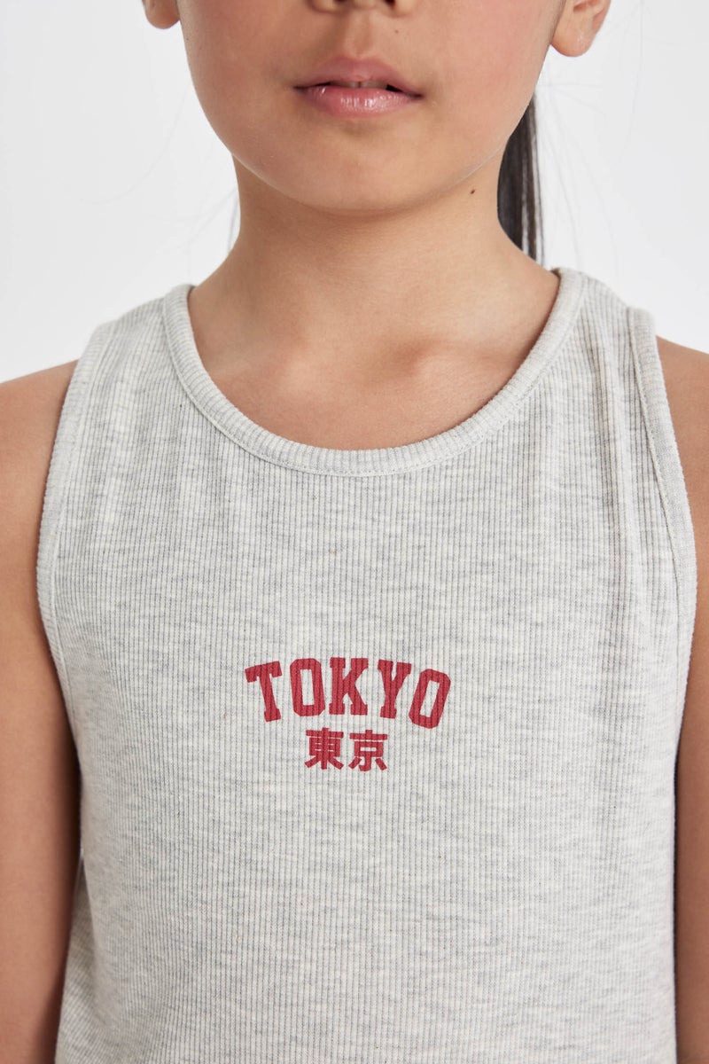 ديفاكتو فستان بناتي بدون كم مضلع مطبوع - Image 3