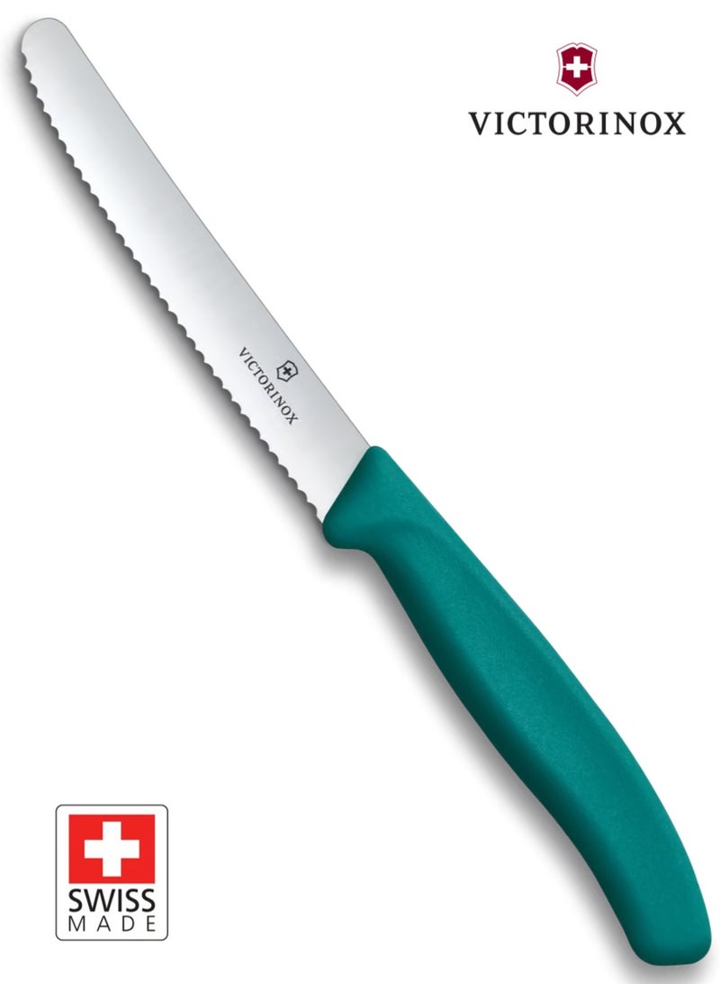 Victorinox Swiss Classic Tomato and Table Knife 11 cm, Wavy Edge, Green