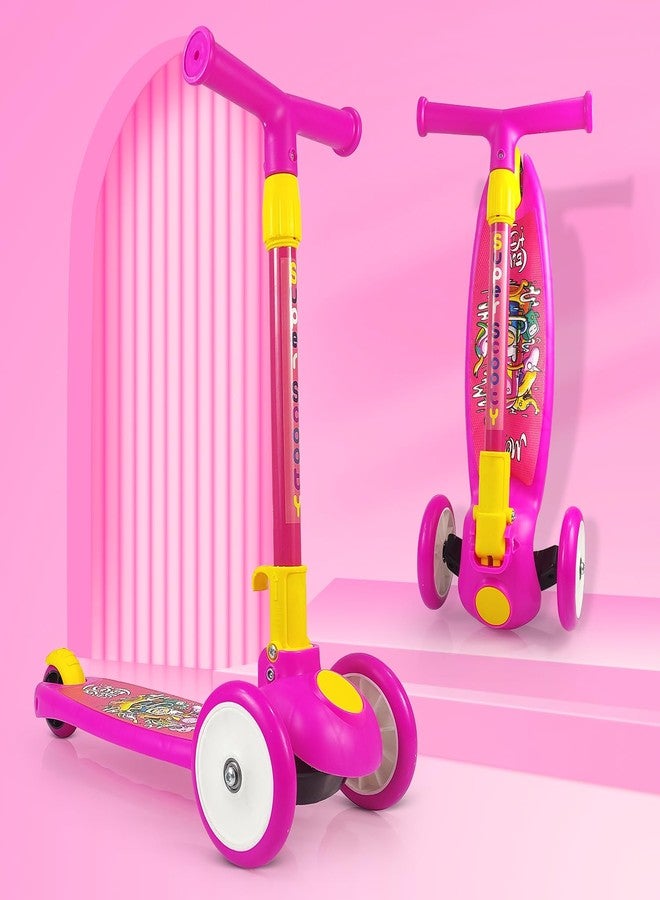 NHR Smart Kick Scooter for Kids, 4 Adjustable Height Scooter, Foldable & Attractive PU Wheels with Rare Brakes for Kids Age Upto 2+ Years (20 kg, Pink) - Image 1