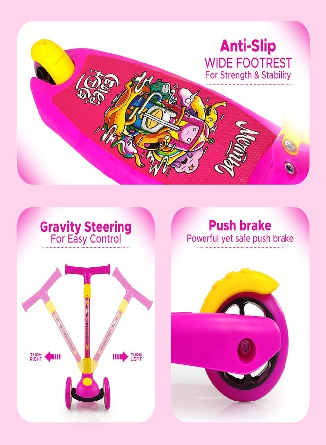 NHR Smart Kick Scooter for Kids, 4 Adjustable Height Scooter, Foldable & Attractive PU Wheels with Rare Brakes for Kids Age Upto 2+ Years (20 kg, Pink) - Image 4