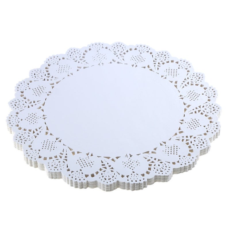 DECORA 125 Inch Round White Paper Lace Doilies for Wedding Table Decorations 100pcs