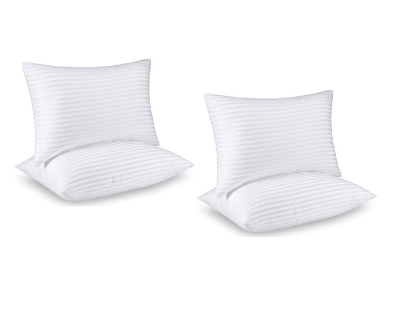 9villa Hollow Fiber Sleeping Pillow 41X61 CM (16X24 inch) Satin Strpe White Fabric Microfiber Pillow Pack/Set of 4 - Image 1