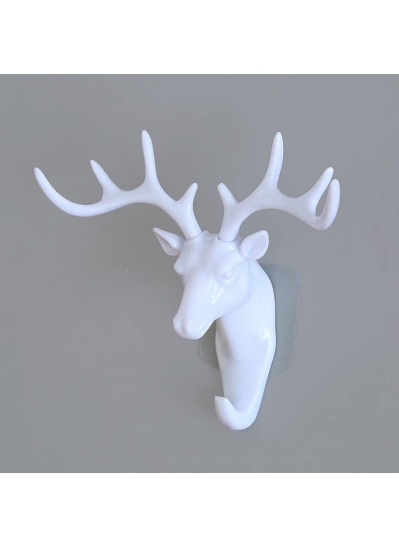 DHVSAM DHVSAM Deer Head Single Wall Hook Hanger Animal Shaped Coat Hat Hook Heavy Duty Rustic Key Clothes Pet LeashUmbrella9Hooks Rack Organizer for Wall Decorative Gift Wall Mounted White  - Image 1