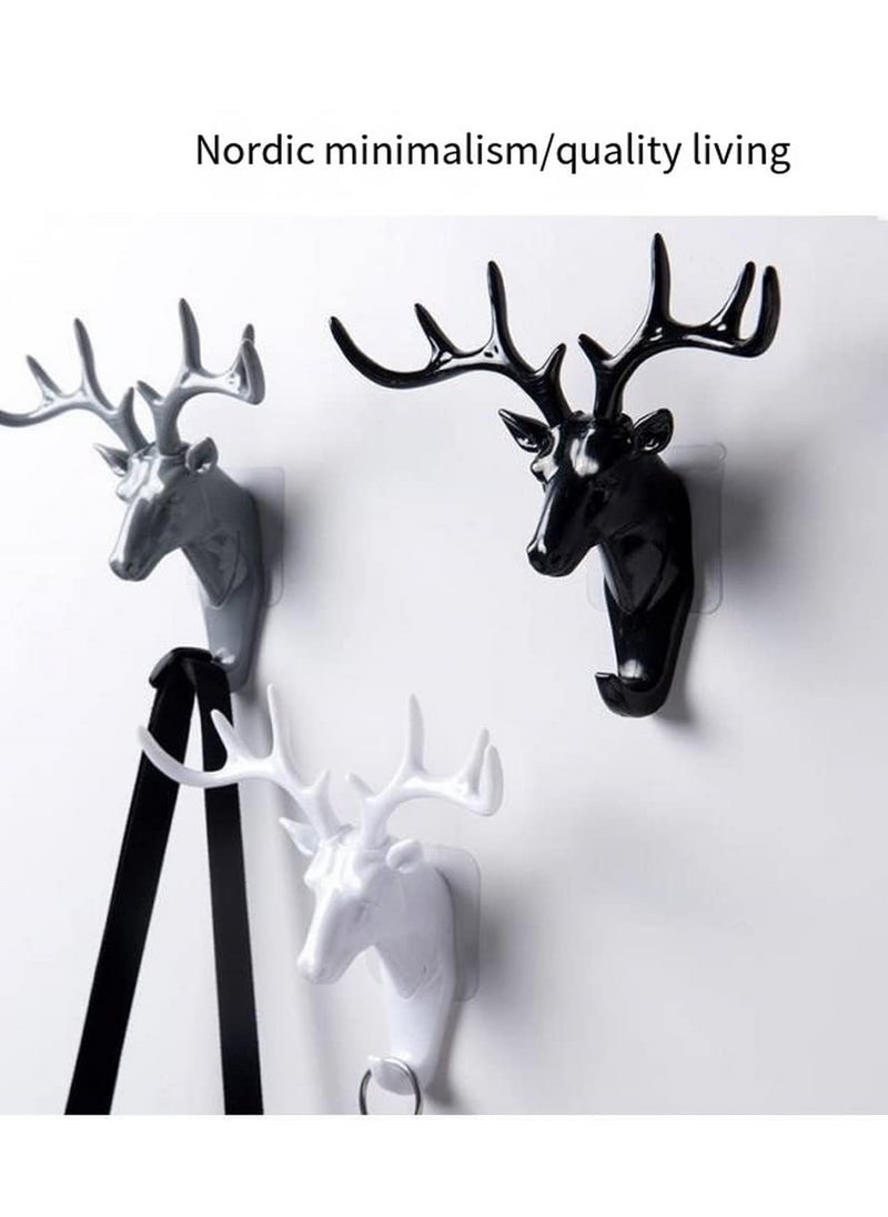DHVSAM DHVSAM Deer Head Single Wall Hook Hanger Animal Shaped Coat Hat Hook Heavy Duty Rustic Key Clothes Pet LeashUmbrella9Hooks Rack Organizer for Wall Decorative Gift Wall Mounted White  - Image 3