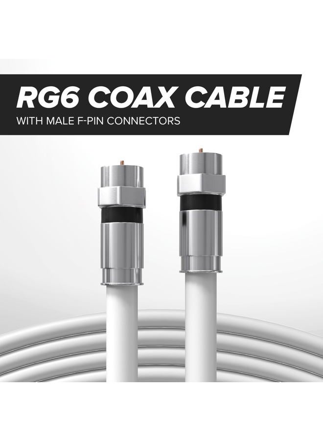 THE CIMPLE CO Coaxial Cable, 6 FT, RG6, Coax, TV Wire, Flexible, Indoor/Outdoor, Cable for High-Speed Internet, Dual Shielded, CATV, UV Resistant, CL2 Rated, 1.8 Meters, White - Image 2