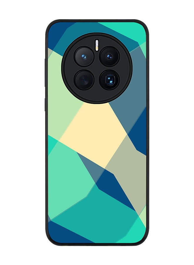 Stylizedd Rugged Black edge case for Huawei Mate 50 Slim fit Soft Case Flexible Rubber Edges Anti Drop TPU Gel Thin Cover - Checkered Aqua - Image 1