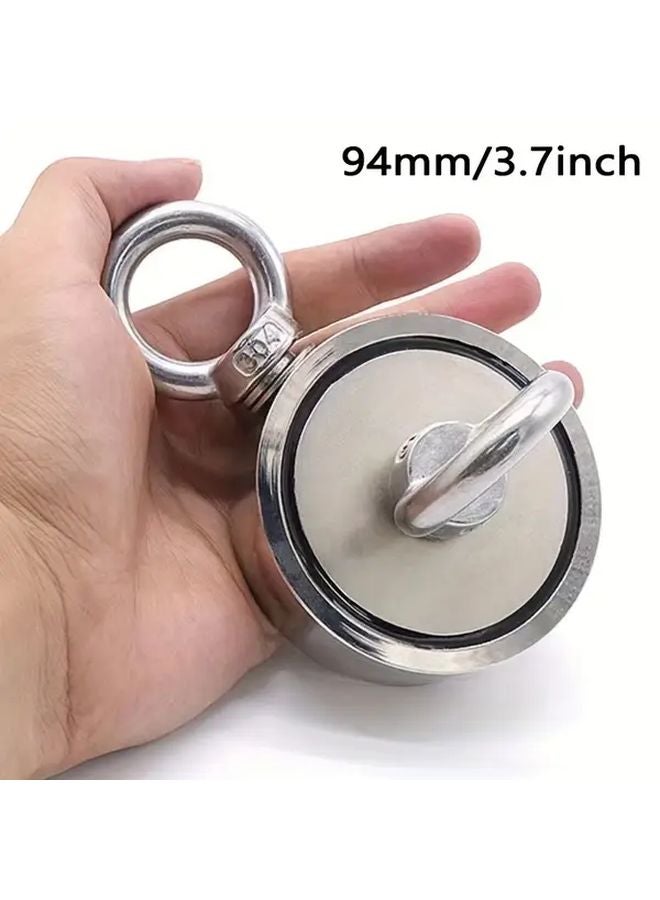 مغناطيس صيد مزدوج الجوانب 400 رطل شد خطاف دائري صلب 94 ملم 3.7 بوصة - Image 4