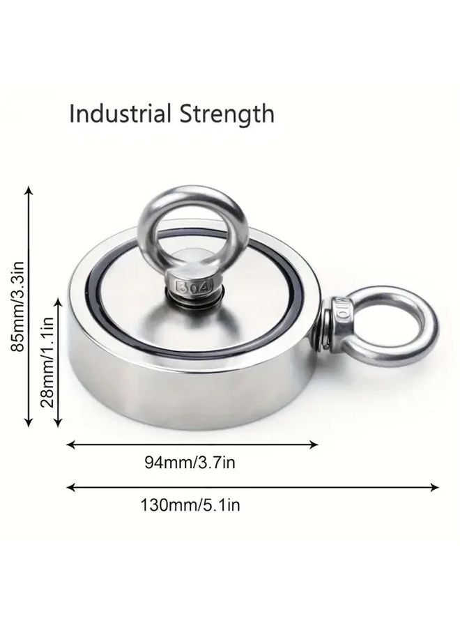 مغناطيس صيد مزدوج الجوانب 400 رطل شد خطاف دائري صلب 94 ملم 3.7 بوصة - Image 3