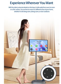 FlashHawk 21.5-Inch Portable TV with Adjustable Floor Touch Screen Smart TV | 6G RAM+128G Storage, 6000aMh Battery 8H Video Play Time, Grey  - Image 4