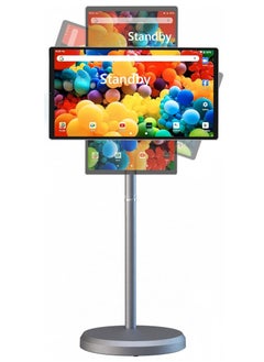 FlashHawk 21.5-Inch Portable TV with Adjustable Floor Touch Screen Smart TV | 6G RAM+128G Storage, 6000aMh Battery 8H Video Play Time, Grey  - Image 1