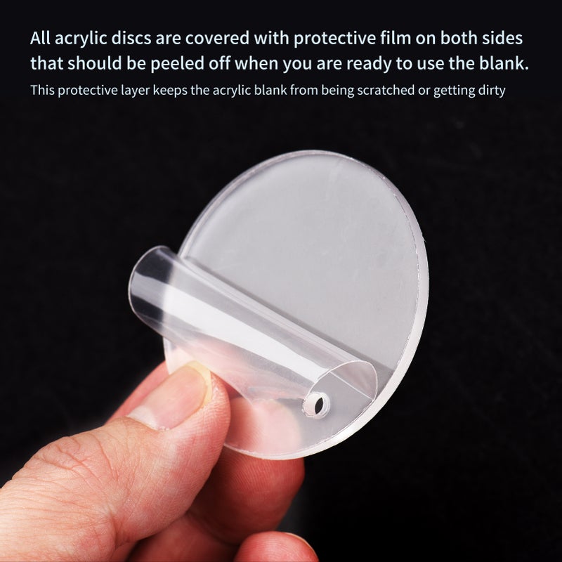 50PCS Acrylic Keychain Blanks Ornaments Keychains for Vinyl Transparent Circle Discs Bulk for DIY Projects and Crafts Painting Engrave Decoration Key Chain Supplies - Image 4