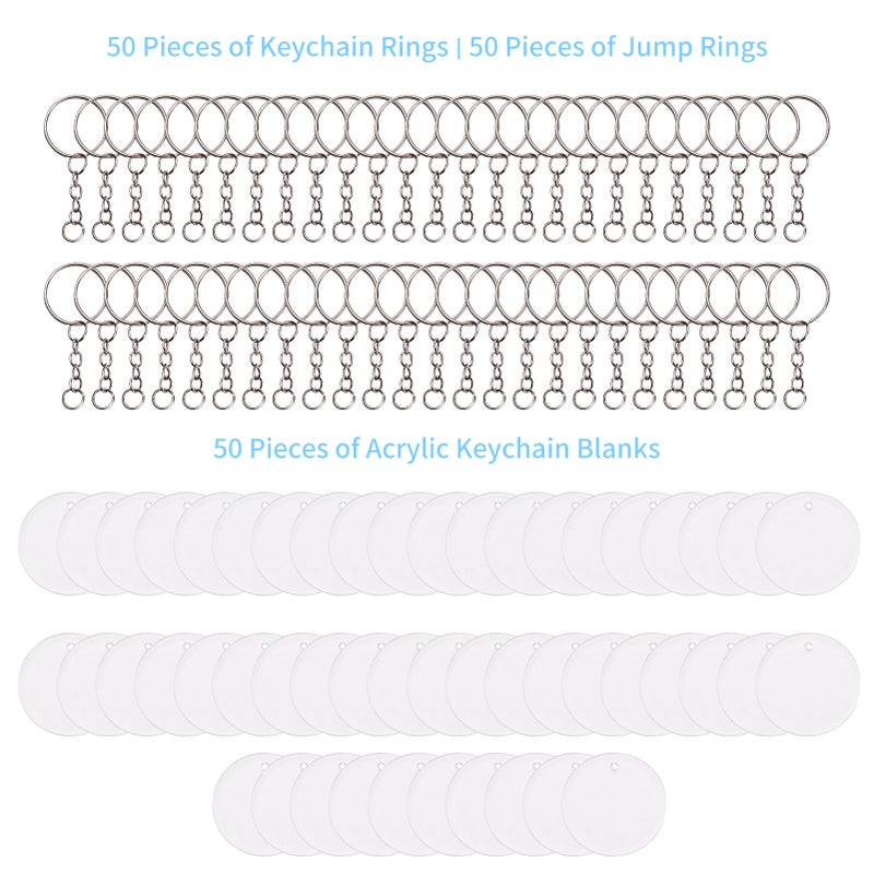 50PCS Acrylic Keychain Blanks Ornaments Keychains for Vinyl Transparent Circle Discs Bulk for DIY Projects and Crafts Painting Engrave Decoration Key Chain Supplies - Image 2