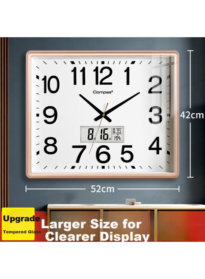 Compas Wall Clock Living Room Clock New Quartz Clock Wall Clock 3443a Calendar Flash Gold 52cm - Image 1