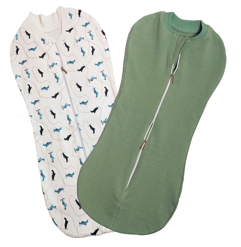MammaChamp POD/Swaddle/Sleeping Bag/Sack for NewbornBaby 0-6 Months (Green+White) - Image 1