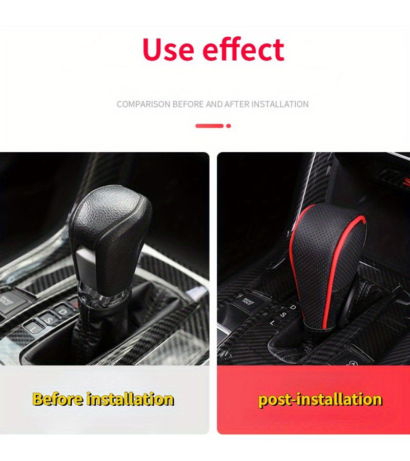 1 PC Car Gear Shift Knob Cover PU Leather Anti Slip Protective Auto Accessories Black Red - Image 4