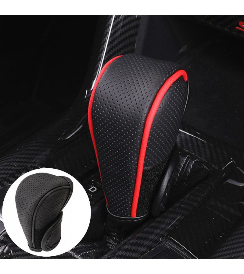1 PC Car Gear Shift Knob Cover PU Leather Anti Slip Protective Auto Accessories Black Red - Image 2