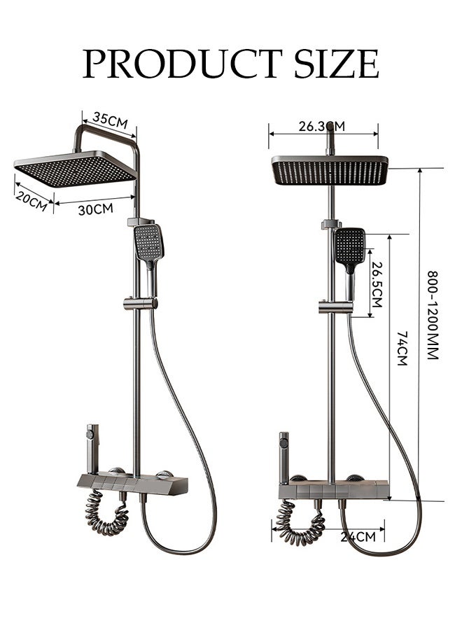 DUNISO High Pressure Shower System Wall Mount Shower Head Set 3 in 1 Adjustable Angle Handheld Spray Combo Wide Rain Fall Shower 4-Function Piano Key Shower Faucet Set with Extra Long Hose - Image 3