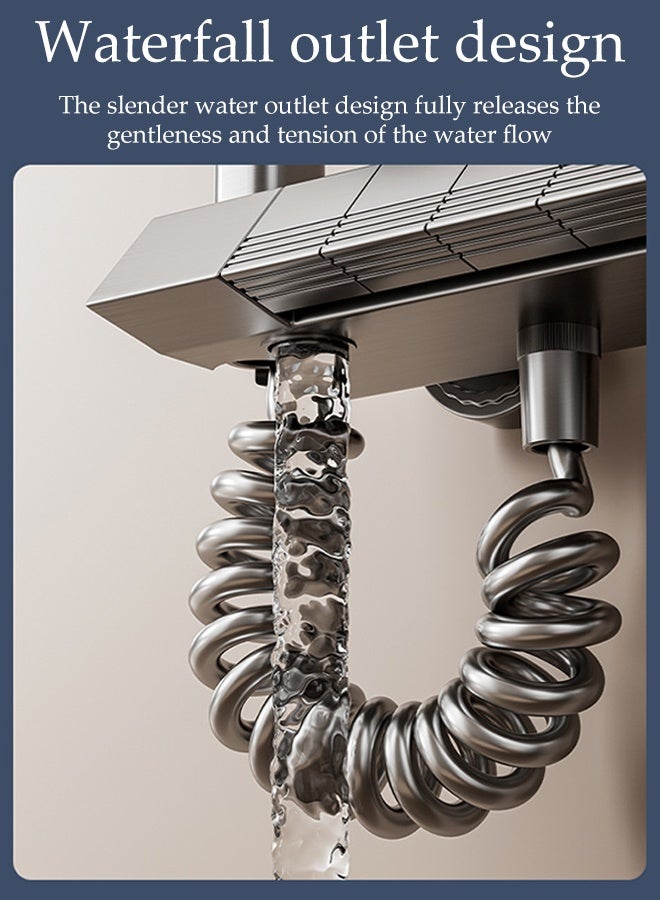 DUNISO High Pressure Shower System Wall Mount Shower Head Set 3 in 1 Adjustable Angle Handheld Spray Combo Wide Rain Fall Shower 4-Function Piano Key Shower Faucet Set with Extra Long Hose - Image 4