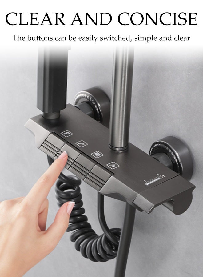 DUNISO High Pressure Shower System Wall Mount Shower Head Set 3 in 1 Adjustable Angle Handheld Spray Combo Wide Rain Fall Shower 4-Function Piano Key Shower Faucet Set with Extra Long Hose - Image 2