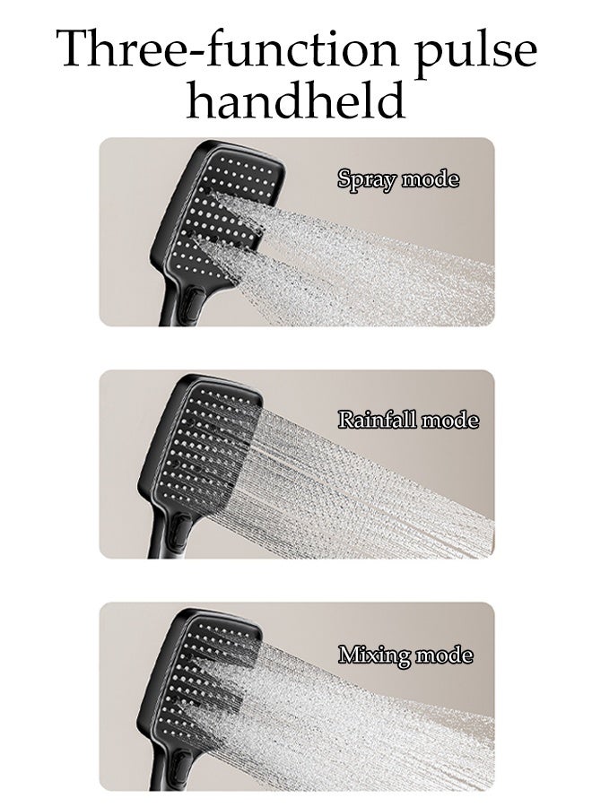 DUNISO High Pressure Shower System Wall Mount Shower Head Set 3 in 1 Adjustable Angle Handheld Spray Combo Wide Rain Fall Shower 4-Function Piano Key Shower Faucet Set with Extra Long Hose - Image 5