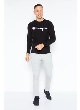 Champion Men Sportswear Fit Long Sleeves Outdoor Sweatshirt, Black  - Image 3