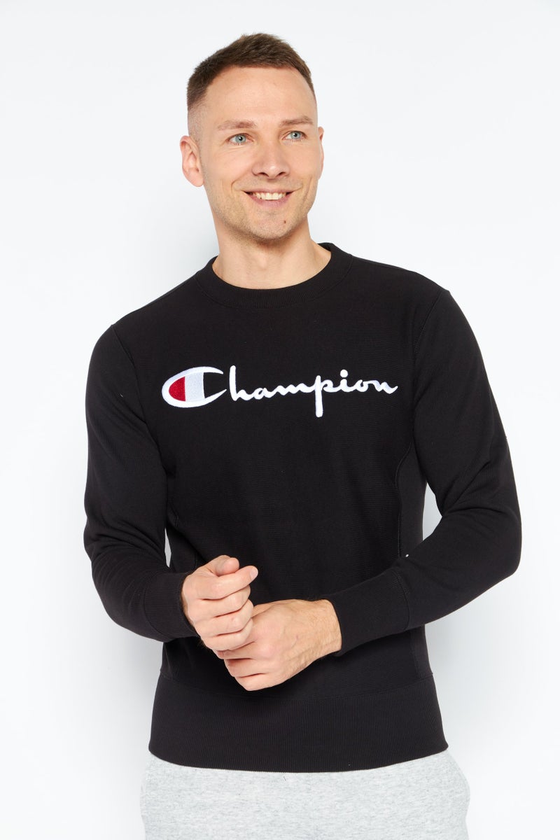 Champion Men Sportswear Fit Long Sleeves Outdoor Sweatshirt, Black - Image 1