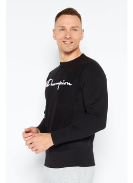 Champion Men Sportswear Fit Long Sleeves Outdoor Sweatshirt, Black  - Image 2