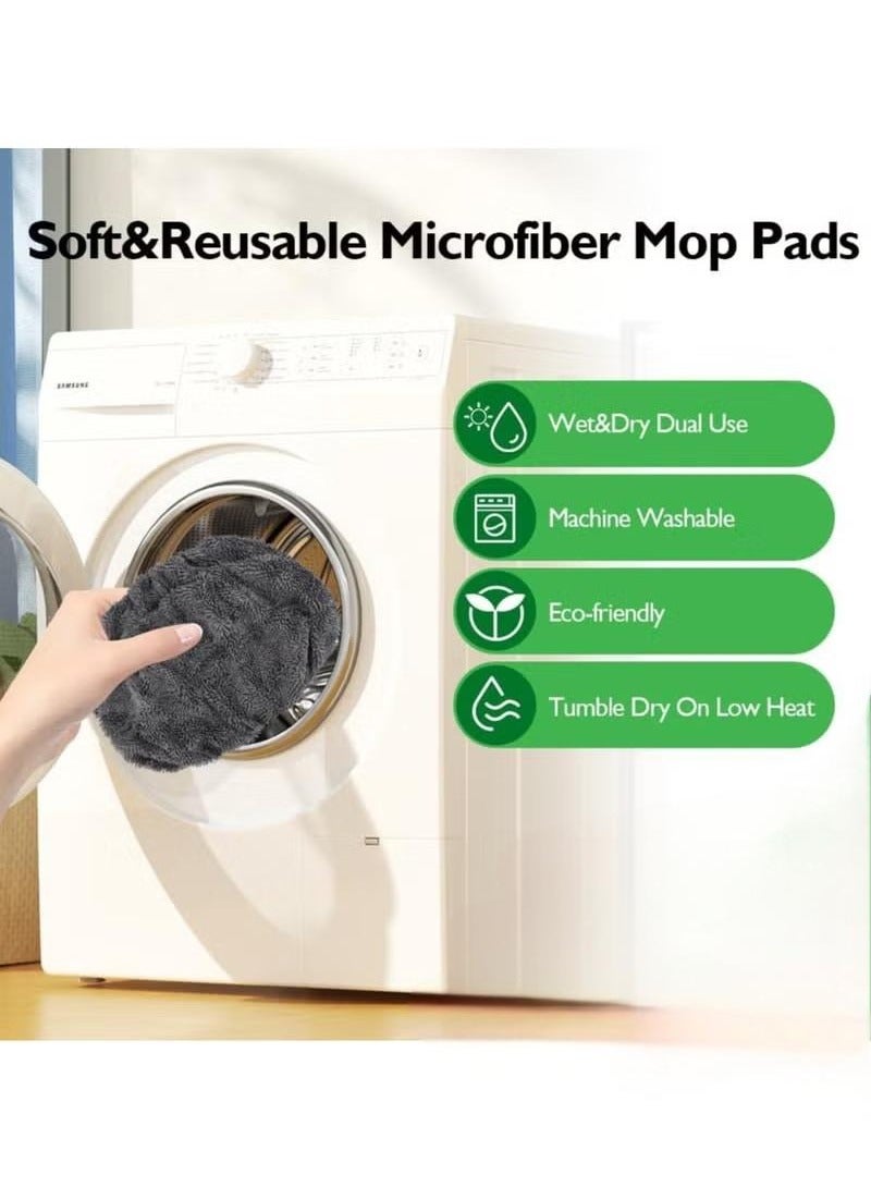 2 Pack Washable Sweeper Pads, Reusable Cotton Mop Refills Eco-Friendly Mop Pad, Wet And Dry Use, Replacement Durable Dust Mop Covers, Multipurpose Floor Cleaning Pads Cotton Mop Refills for Swiffer, Thickened Coral Fleece ,Grey (Mop Not Included)  - Image 4