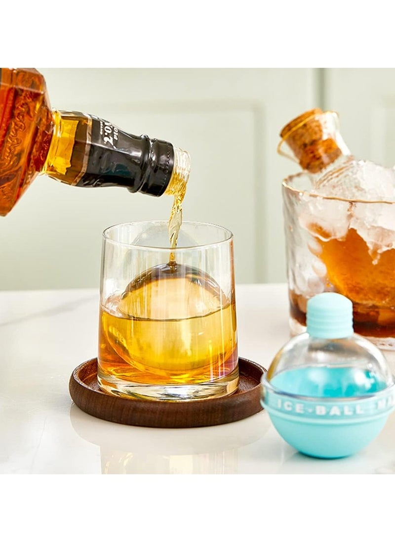 Oasisgalore - 4Pcs Sphere Ice Ball Molds Silicone Round Maker Mold Light Bulbs Mould Reusable 2.5 Inch Ice Maker Moulds with Lids for Whiskey Cocktails Beer Coffee Juice Water - Image 1