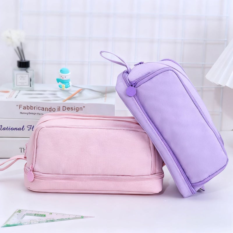 Double Layer Pencil Case - Large Capacity Oxford Cloth - Image 4