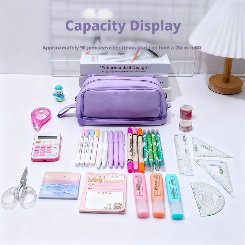 Double Layer Pencil Case - Large Capacity Oxford Cloth - Image 2