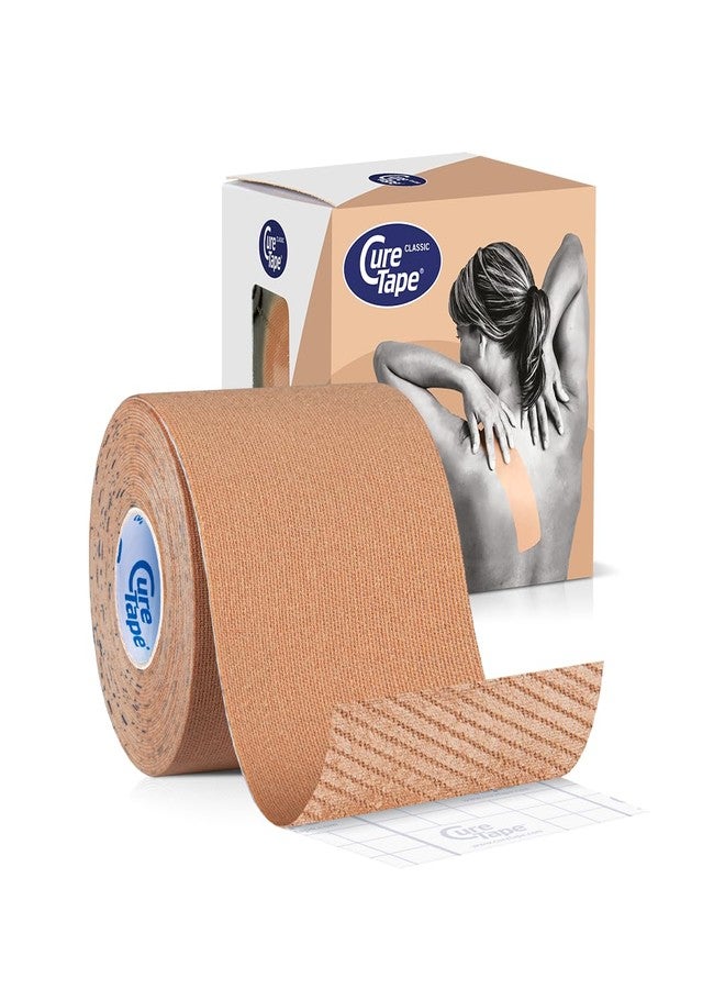CureTape® Extra Wide Kinesiology Tape 3 Inch | Waterproof, Latex Free & Hypoallergenic | Therapeutic Kinesiology Tape for Professionals | Relief Pain, Supports Muscles & Speeds up Recovery! | Beige - Image 1