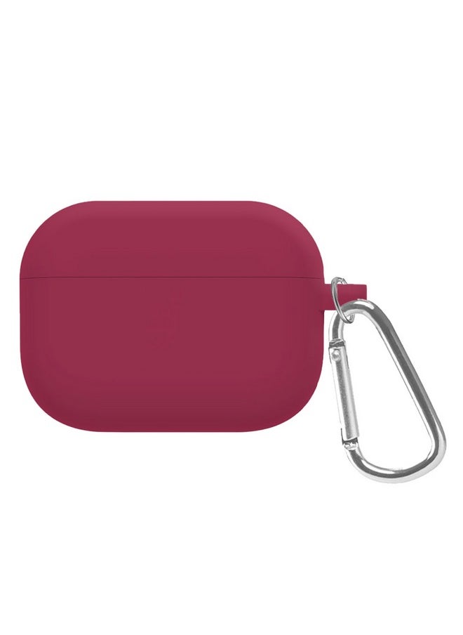 CATANES - Shockproof Case For Airpod Pro Silicone Protective Case Shockproof Case Ultra Slim Cover with Keychain Carabiner Dark Red - Image 1