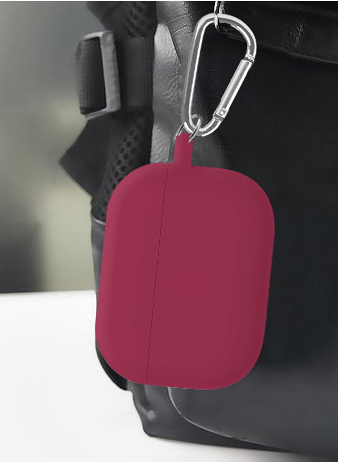 CATANES - Shockproof Case For Airpod Pro Silicone Protective Case Shockproof Case Ultra Slim Cover with Keychain Carabiner Dark Red - Image 1
