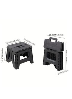 Generic A Sturdy and Durable Thickened Portable Folding Stool with Handle - 1 Square Plastic Foldable Stool for Indoor, Party, Picnic, Fishing | Durable PP material, supports adult weight up to 330 lbs, no electricity or batteries required  - Image 2