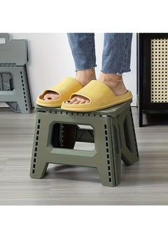 Generic A Sturdy and Durable Thickened Portable Folding Stool with Handle - 1 Square Plastic Foldable Stool for Indoor, Party, Picnic, Fishing | Durable PP material, supports adult weight up to 330 lbs, no electricity or batteries required  - Image 4