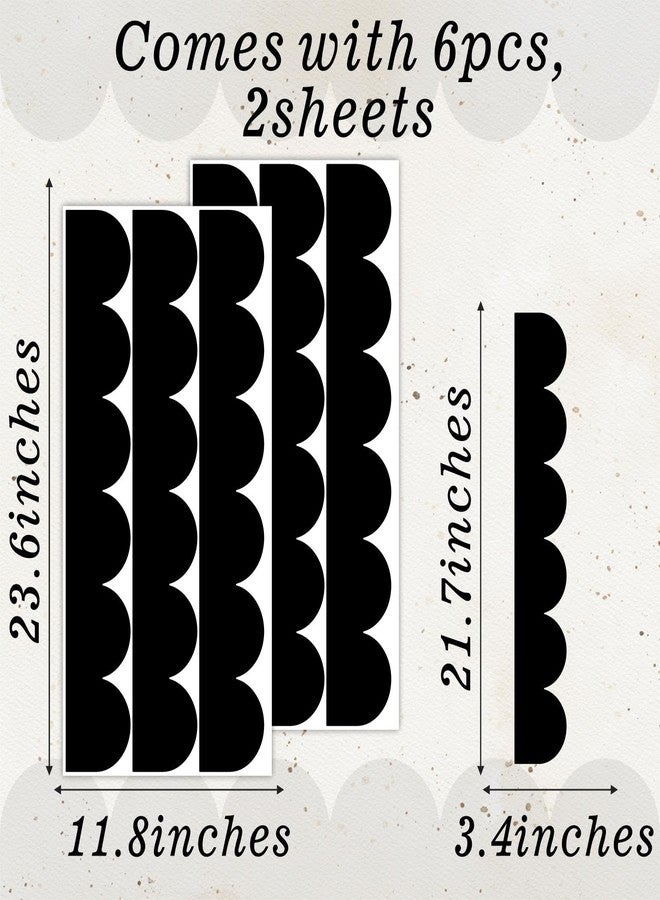 Kazova Scallop Border Decals Peel and Stick Vinyl Black Wall Stickers Removable Semi Circle Wall Sticker Geometric Pattern Modern Decoration Half Arch Wall Decal for Bedroom Living Room Decor - Image 2