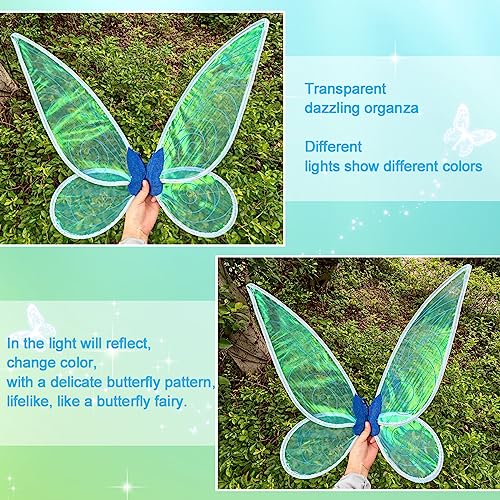 quescu Fairy Wings for Adults,Butterfly Wings for Girls,Angel Wings,Fairy Costume for Women Halloween Dress Up Party Favor (Blue) - Image 5